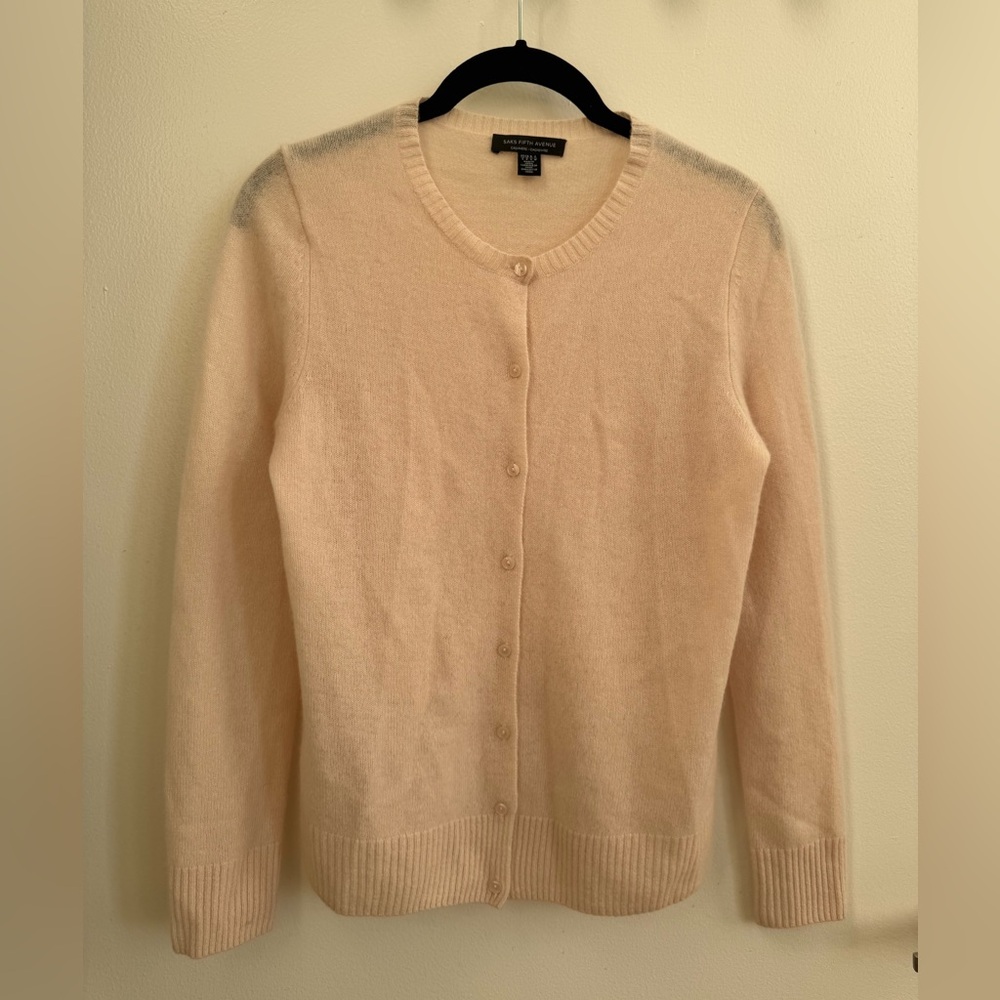 saks fifth avenue delicate crewneck cardigan